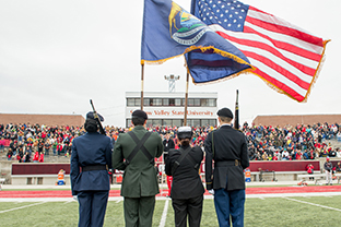 Color Guard Holding Flags